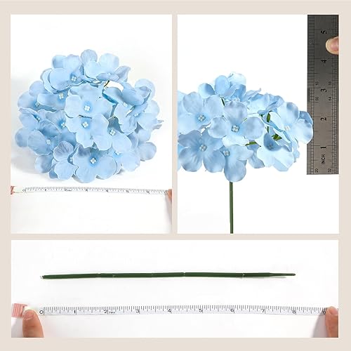 Miniatura 9 de Auihiay 26 piezas de flores hortensias artificiales de seda con tallo para decoración del hogar, bodas, fiesta.