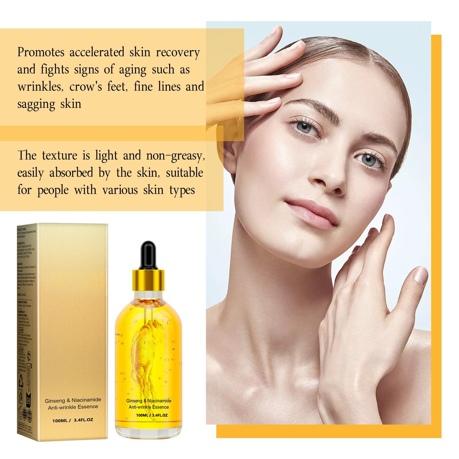 BAYUELSWU Ginseng Facial Essence, Ginseng Anti Wrinkle Essence