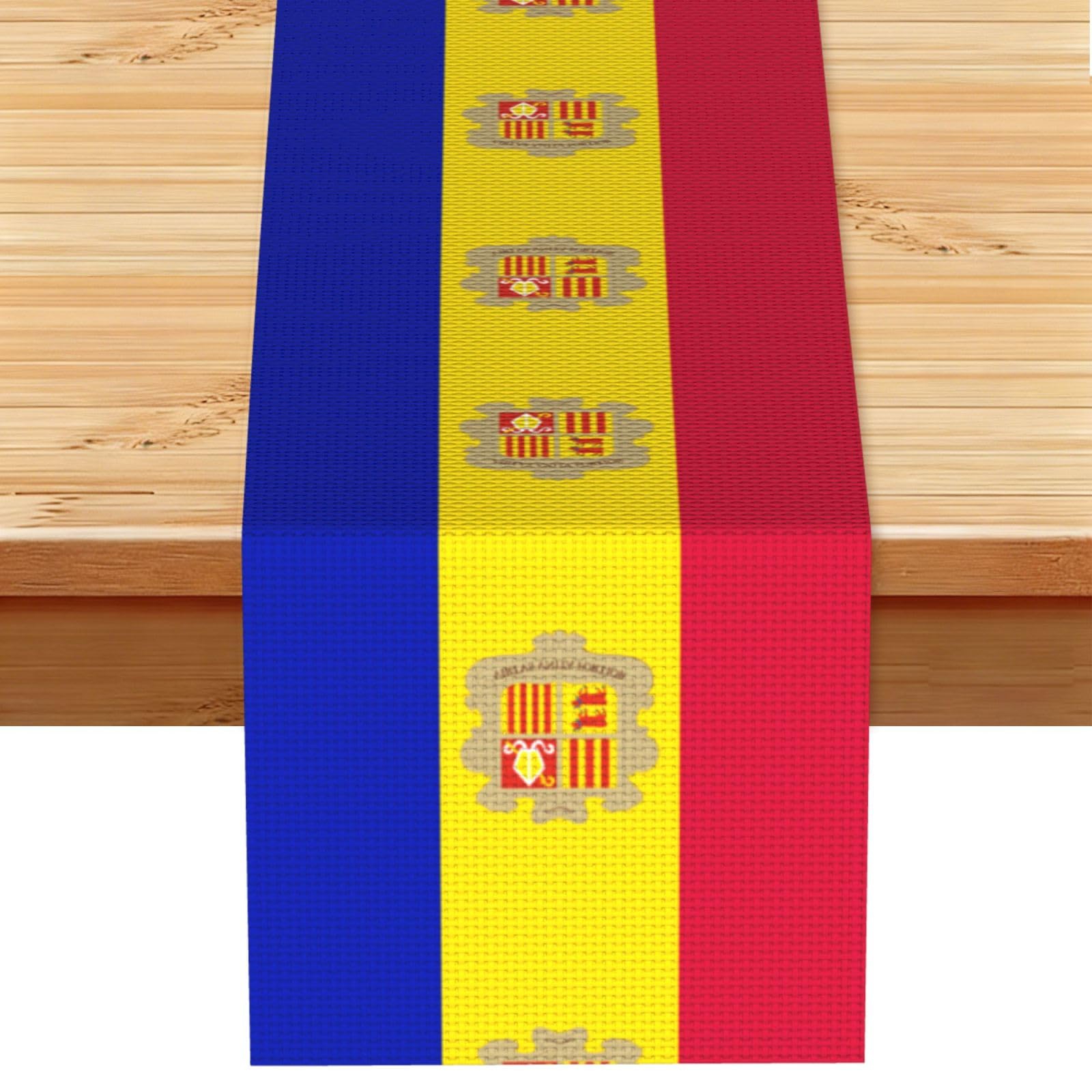 Flag of Andorra Print Table Runner World Cup-Themed Dining Table Decor for Coffee Dining Table and More