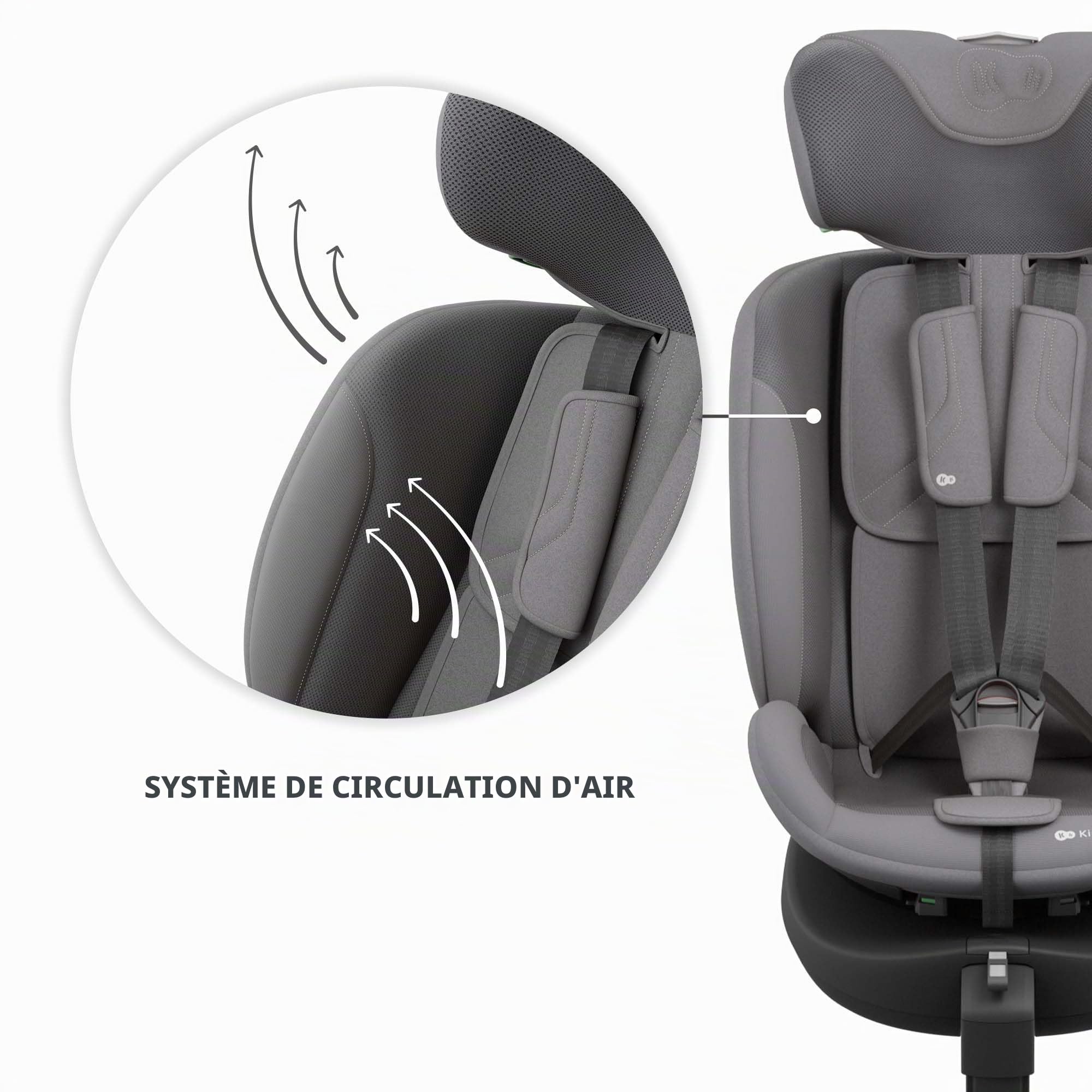 Kinderkraft Système Modulaire ENDURA SAFE 3-en-1 | Siège Auto I-LITE + I-FIX, Base ISOFIX Rotative, Installation Facile, Sécurité R129/3, Confort Optimal, 0-12 ans, Gris