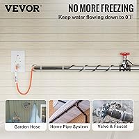 Vista 2 de VEVOR Cable de calefacción de tubería autorregulable, cinta térmica de 18 pies 5 Wft para protección contra congelación de tuberías, protege