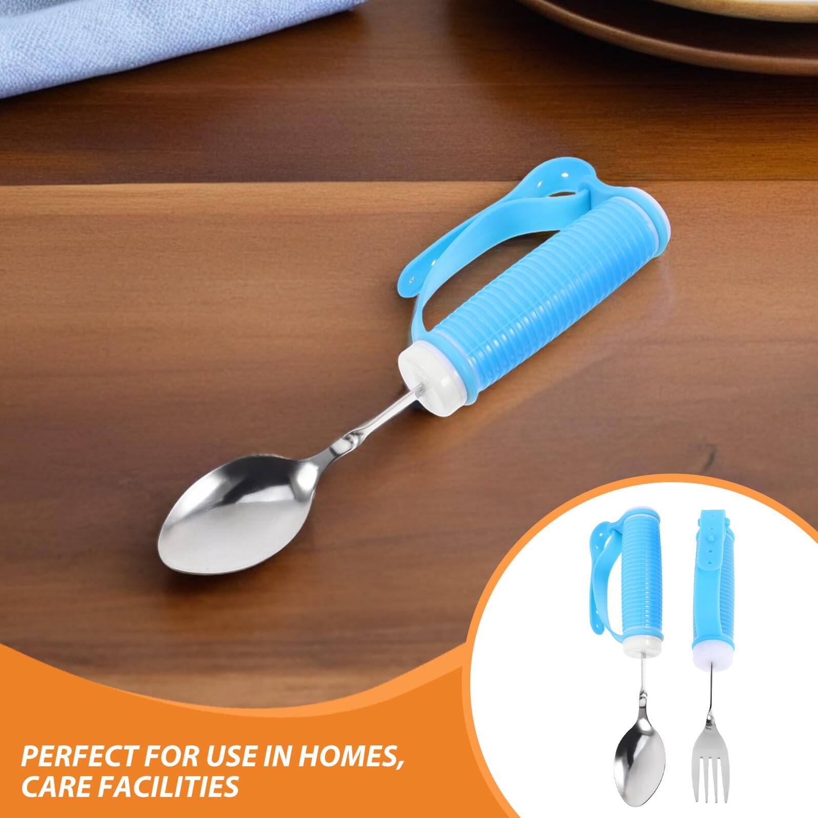 Beaupretty Cuchara de Alimentación de Rehabilitación Cubiertos Adaptables para Personas Mayores Ayuda para Comer Antivibraciones Mango Reforzado Uso Comidas Familiares