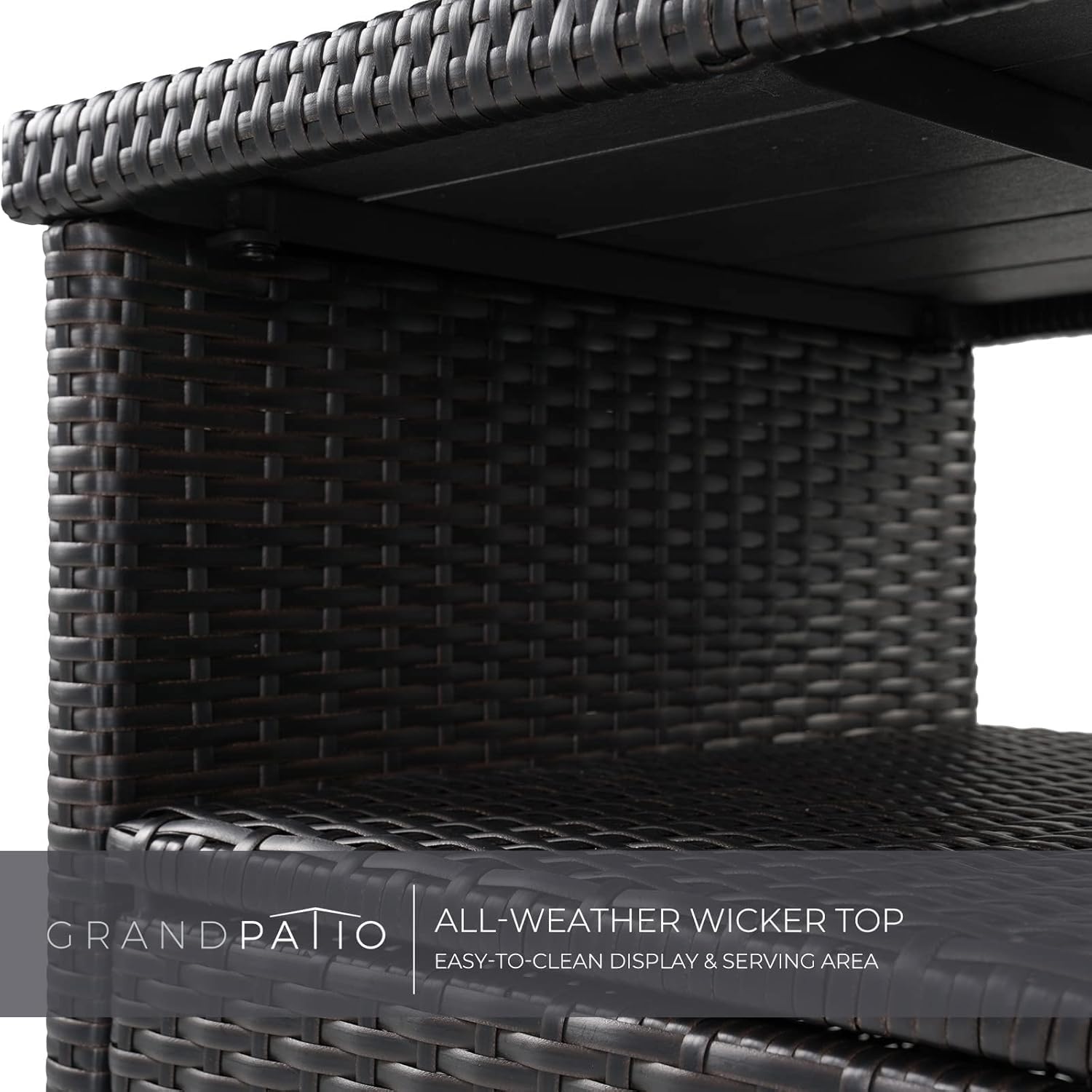 Grand patio Gartenschrank, Küchenschrank Rattan, Terrassenschrank, 90x 85 x 50 cm, mit Doppeltüren, Gartenschrank Rattan für Garten, Terrasse, Wohnzimmer, Kaffeebraun