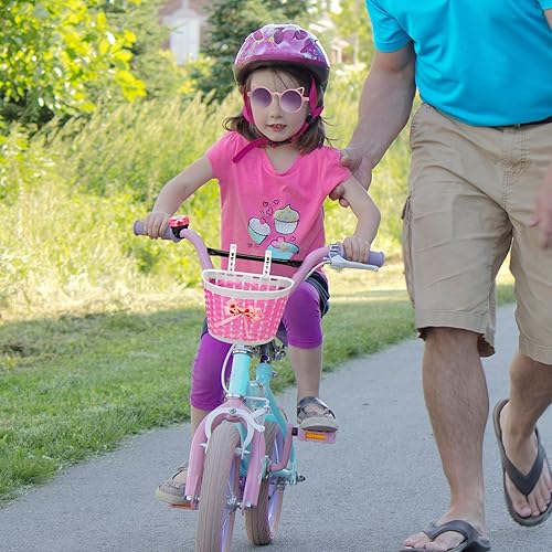 Miniatura 7 de Cesta infantil para niñas y niños, accesorios de bicicleta con calcomanías de campana, radios de rueda, gafas de sol para montar, decoraciones de