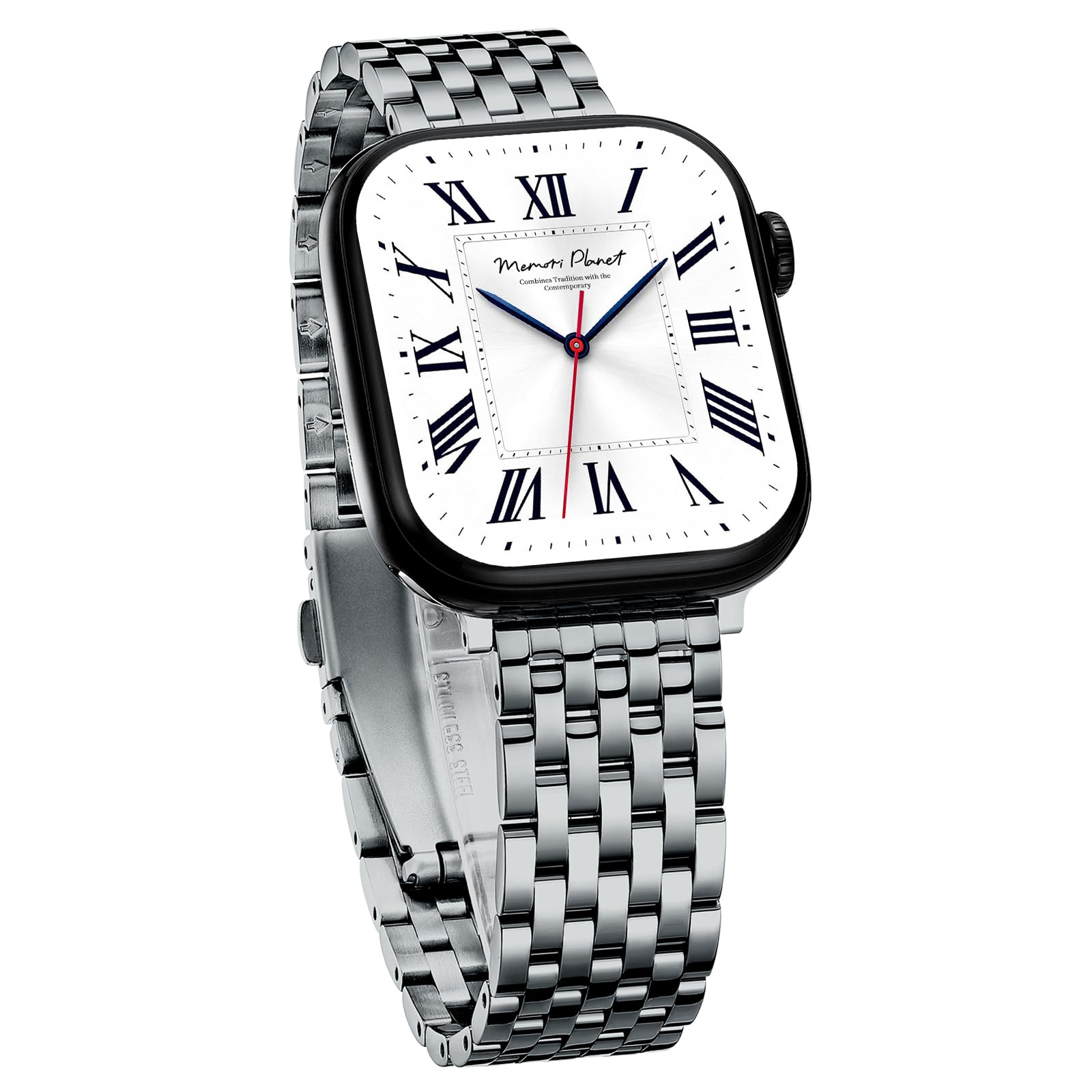 Seven Links Watch Band for Apple Watch Series 11, 10, 9, 8, 7, 6, 5, 4, 3, 2, 1 and SE 3/2/1 for Women, Dressy Stainless Steel Metal Band for Apple Watch 40mm 41mm 42mm 38mm for iWatch Gray