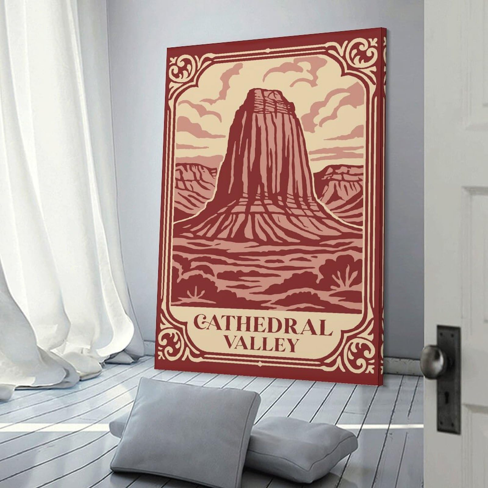 Junmoney Cathedral Valley Vintage Wall Picture Print 24x36inch(60x90cm), for Hallway, Lounge Or Guest Room, Gift Idea for Housewarming And Birthdays
