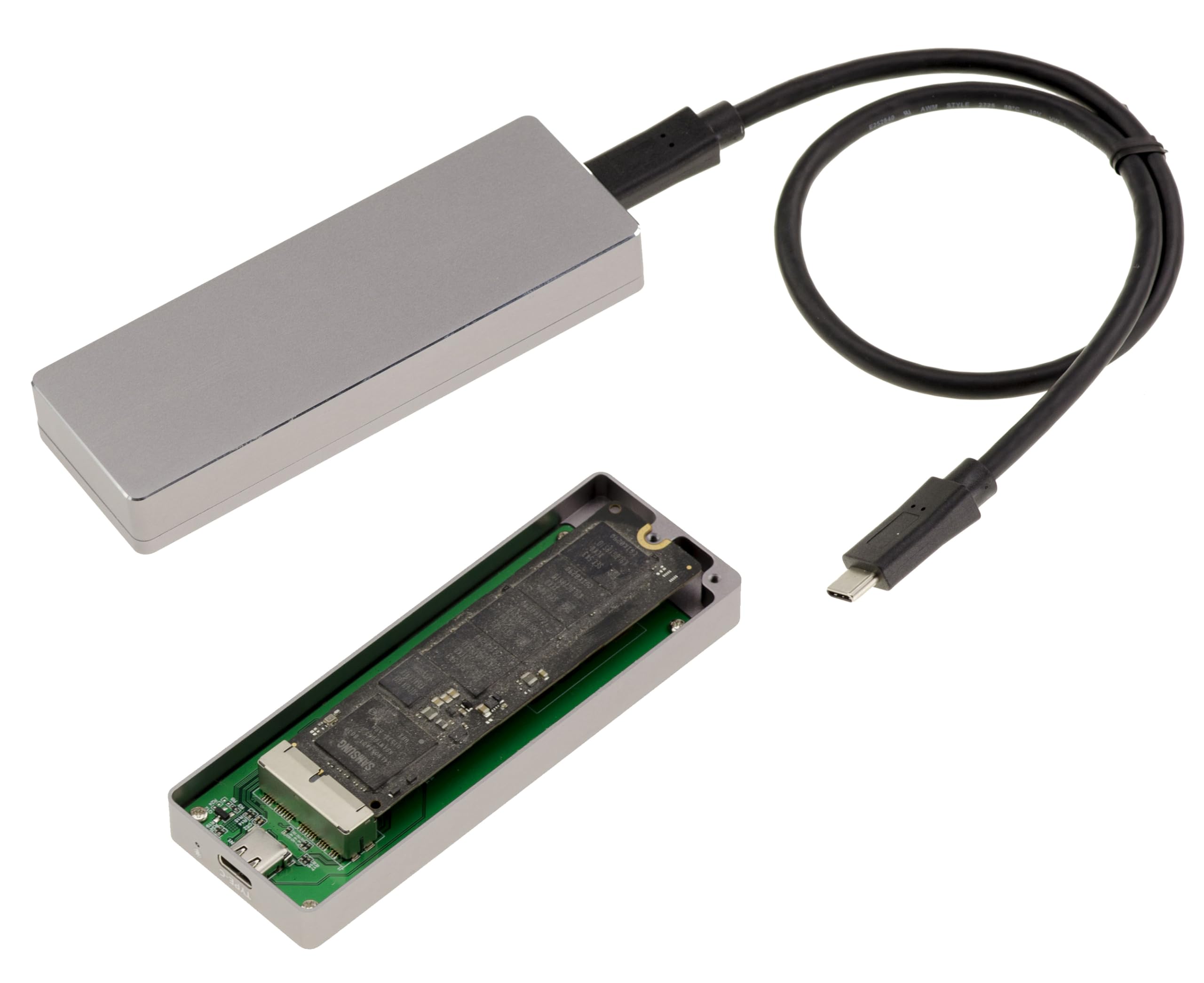 KALEA-INFORMATIQUE Boîtier USB 3.2 20G pour SSD Mac 2013 à 2020 | Boîtier aluminium USB 3.2 Gen2x2 20 Gbit/s pour SSD Apple 12+16 broches (Mac 2013+), fourni avec outils et accessoires.