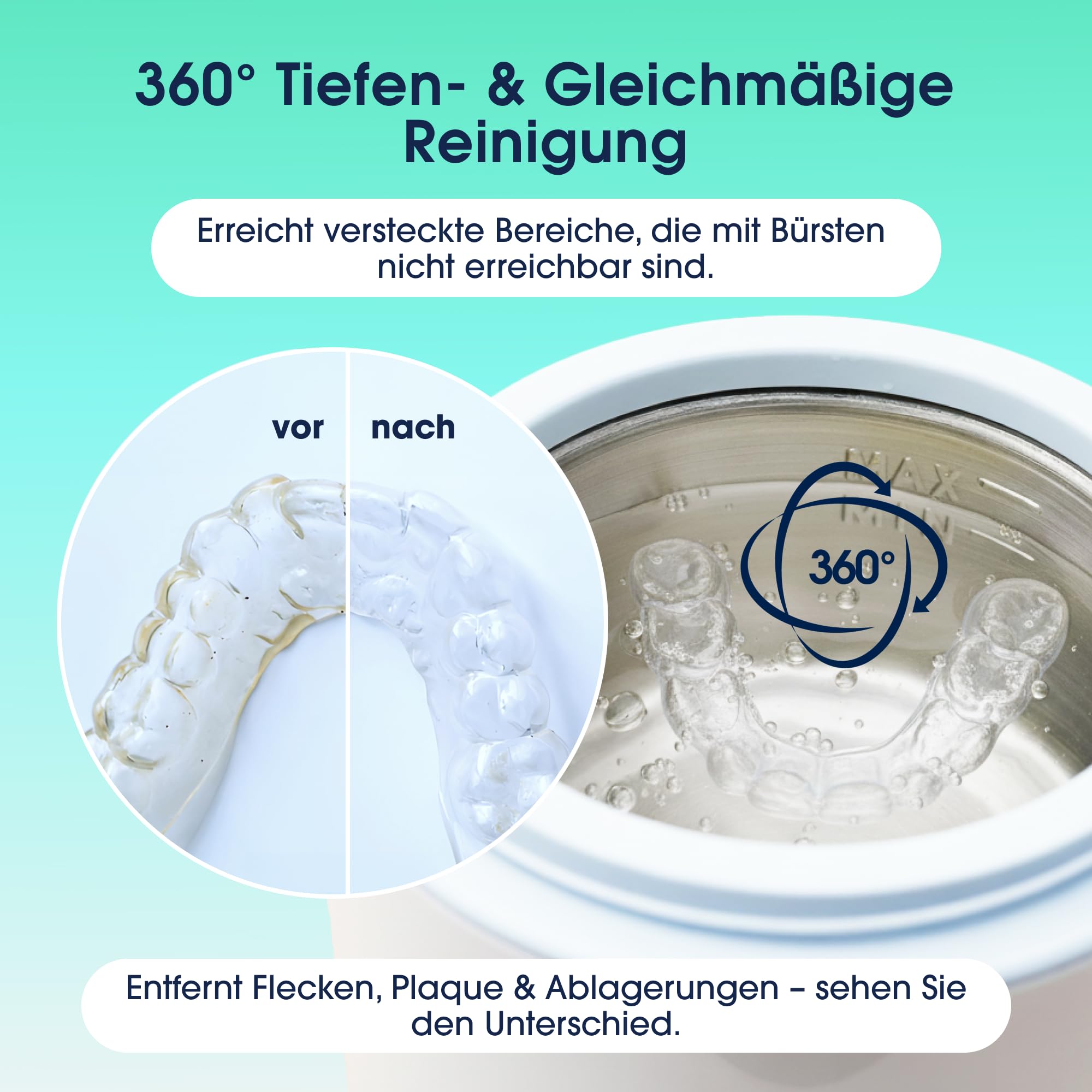 ZENT Ultraschallreinigungsgerät 200ml für Zahnspangen Schmuck