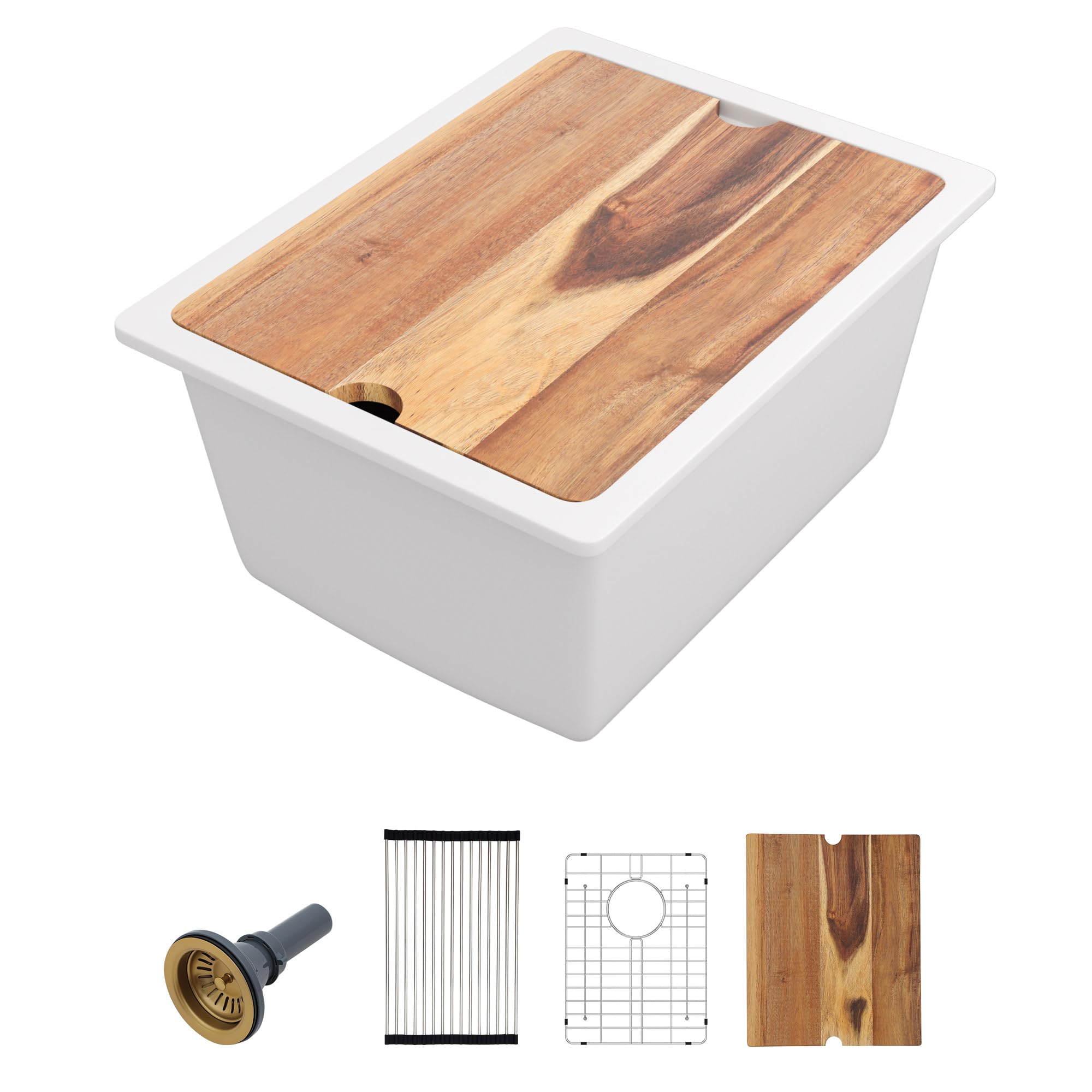 Évier de bar en quartz blanc compact anti-tache pour camping-car