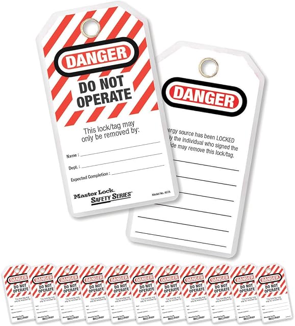 Master Lock Safety M/Lock Lockout Tags-DO NOT Operate (12) 497A, White, 23.4 cm x 10.4 cm x 3.8 cm