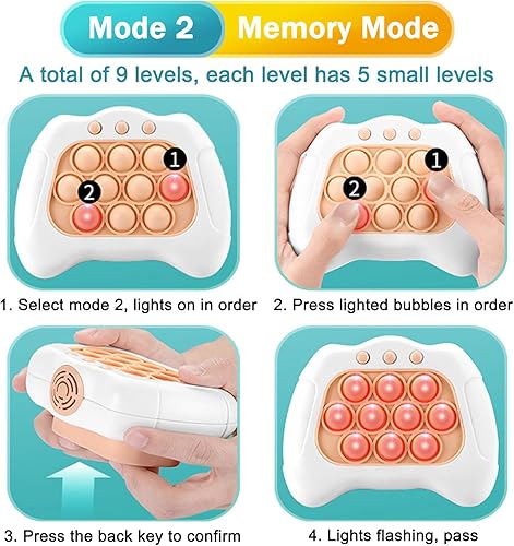 Miniatura 5 de Consola de juegos Pop Quick Push Light Up Sensorial Fidget Toys Handheld Puzzle Popping Press Toy Día del Niño, regalo de cumpleaños para niños y