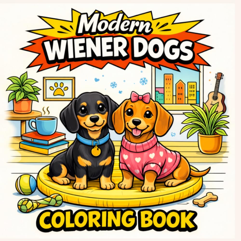 Modern Wiener Dogs Coloring Book: Cute and Stylish Dachshunds in Contemporary Homes, Cozy Everyday Scenes, and Fun Lifestyle Moments — Bold and Easy ... Stress Relief (Dog Lovers Coloring Series)
