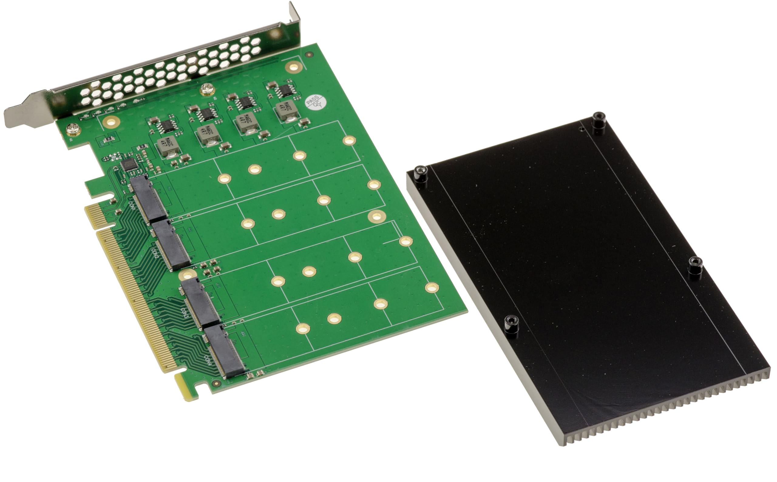 KALEA-INFORMATIQUE Karta kontrolera PCIe Gen 5.0 x16 dla 4 dysków SSD M.2 NVMe M Key z chipsetem PI6CB33402 PCIe5 64 GB/s