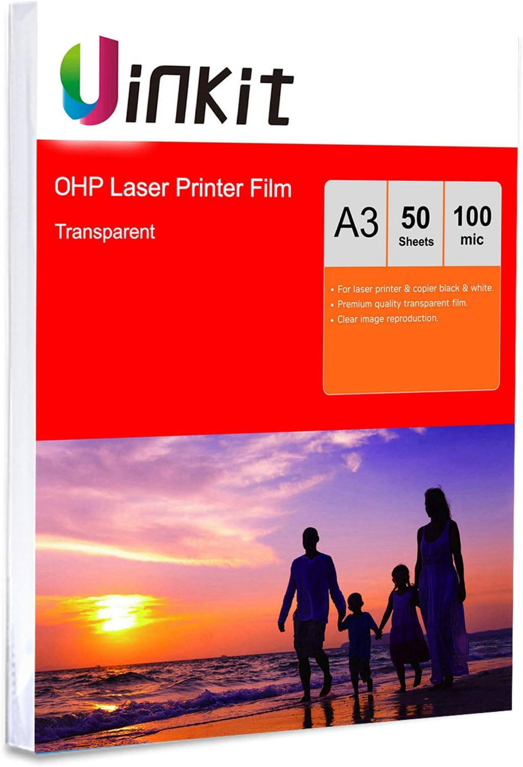 OHP Film Overhead Projector Film - 50 Sheets A3 Laser Jet Printer and Copier Transparency Film Uinkit 420x297