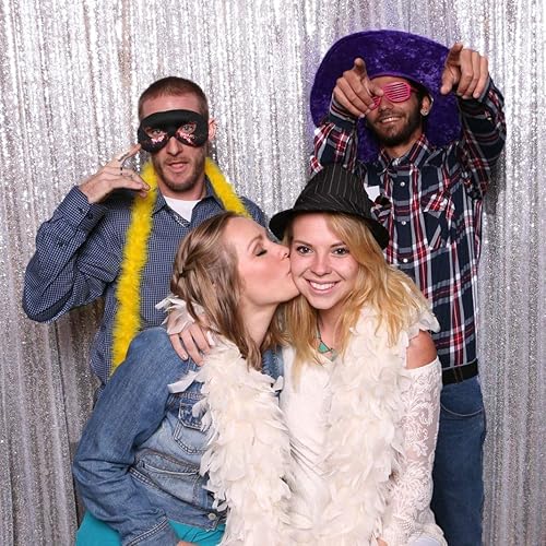 Miniatura 2 de Juya Delight Cortina de telón de fondo de lentejuelas plateadas de 6 x 8 pies para fotografía de fiesta, boda