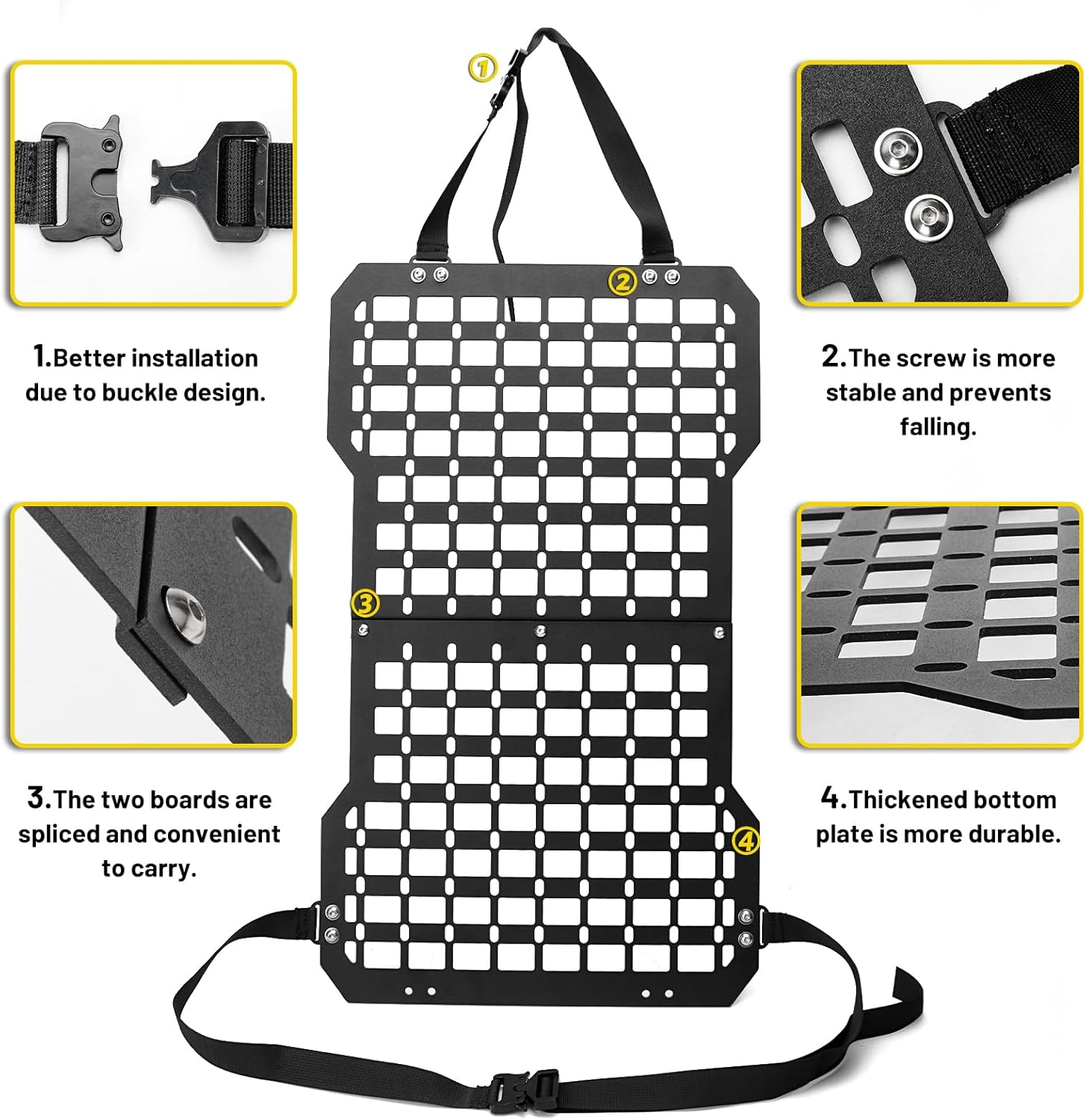 1 Pack Metal Seat Back Molle Panels with Gun Mount For Truck,Truck Tactical Seat Back Organizer Panel with Gun Rack Holder for All Vehicles