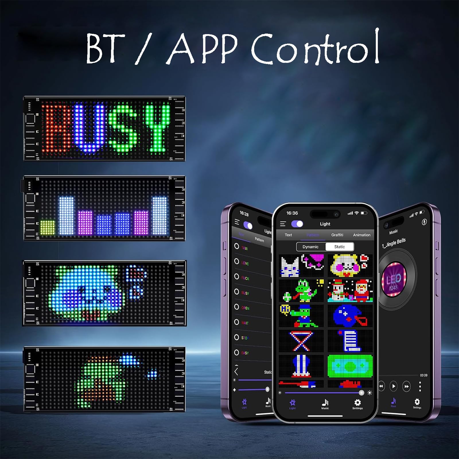 Euakee Segno Principale per L'automobile, Segno Programmabile di Scorrimento Leggero Degli Occhi del Diavolo di DIY per L'automobile, APP Fessibile del Segno del LED & Telecomando, 2,76x6,81 pollici