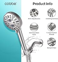 Vista 5 de Cobbe - Alcachofa de ducha de mano con filtro, alcachofa de ducha de 9 modos de rociado de alta presión con lavado a presión incorporado