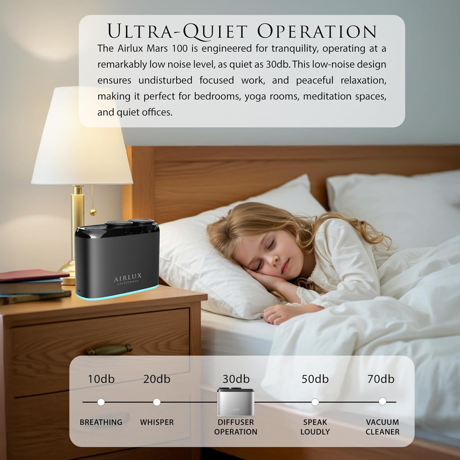 Mars 100 Smart Scent Diffuser, Elixair 3X Cold Air Essential Oil Diffuser up to 800 sq ft Coverage Home, Office, Bathroom, Living Room Decor, Dual 50ml Tanks, Battery Powered (Silver)