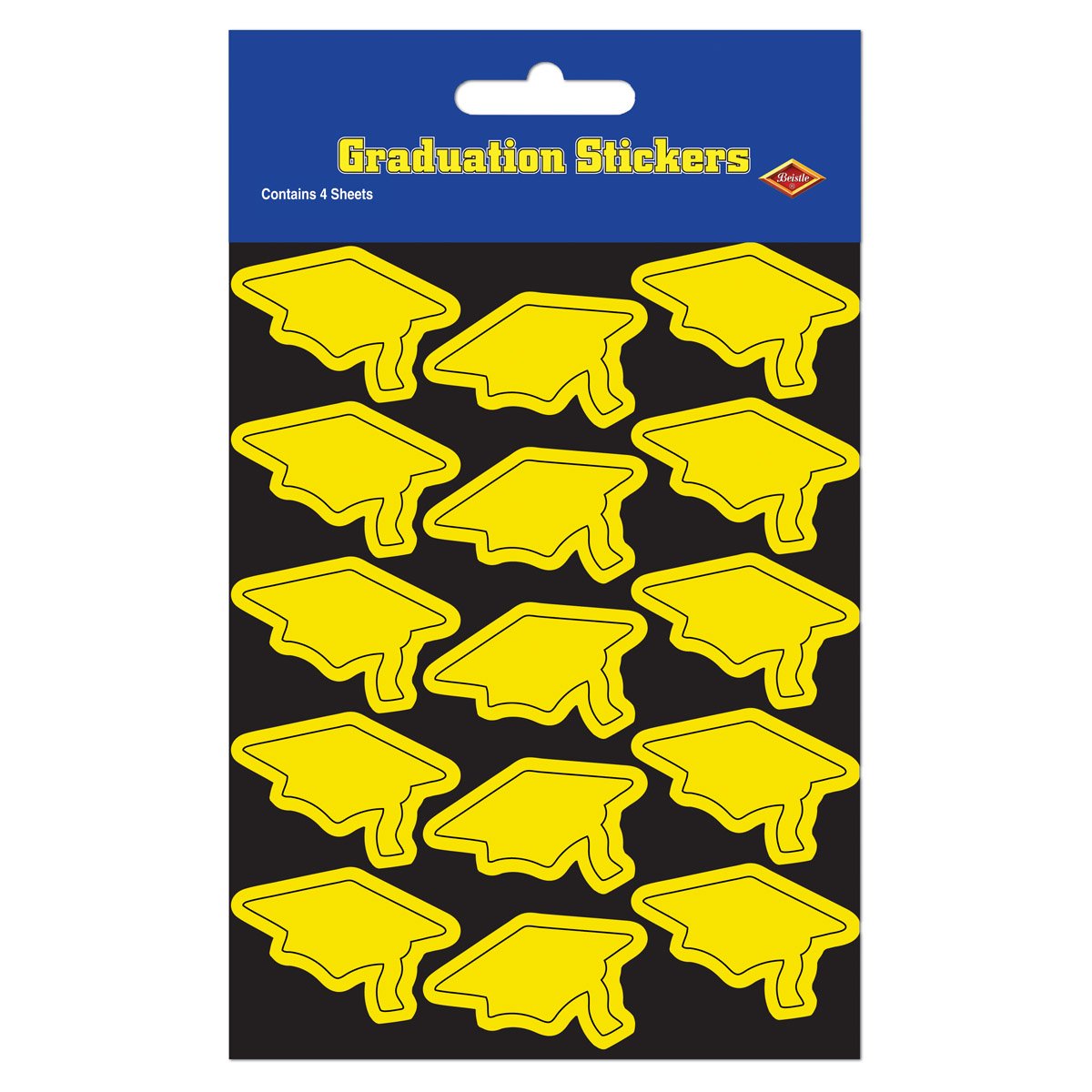 A Beistle Creation 54055-Y Etiquetas engomadas del Casquillo de, Papel, Amarillo