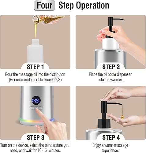 Miniatura 8 de Calentador de loción de aceite de masaje, calentador de aceite de masaje para terapia de masaje de spa y uso personal, dispensador portátil de