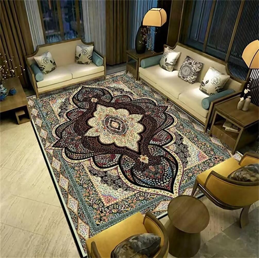 Tapis de salon facile à nettoyer 160x210cm multicolore floral