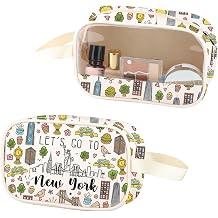NYC Trip Clear Makeup Bag New York Travel Vacation Gift Let s Go to New York PU Leather Cosmetic Bag New York Souvenir New York PU