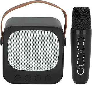 Karaoke Speaker Machine Superb HD Stereo Bass Treble Adjustment 6 Sound Effects Karaoke Machine with Wireless Microphone for Home