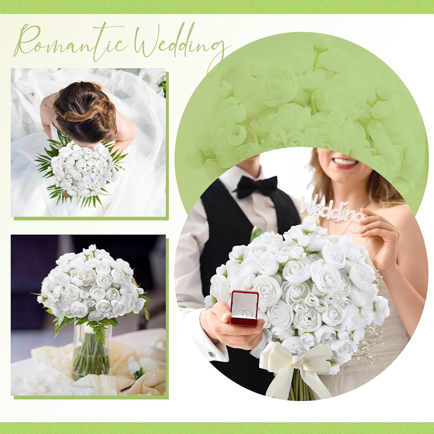 Giegxin 48 Pcs Ranunculus Artificial Flower,Real Touch Peonies Artificial Flower Silk Faux DIY Bouquet for Wedding Bridal Shower Valentine Centerpieces Arrangements Home Decorations(White) - Image 5