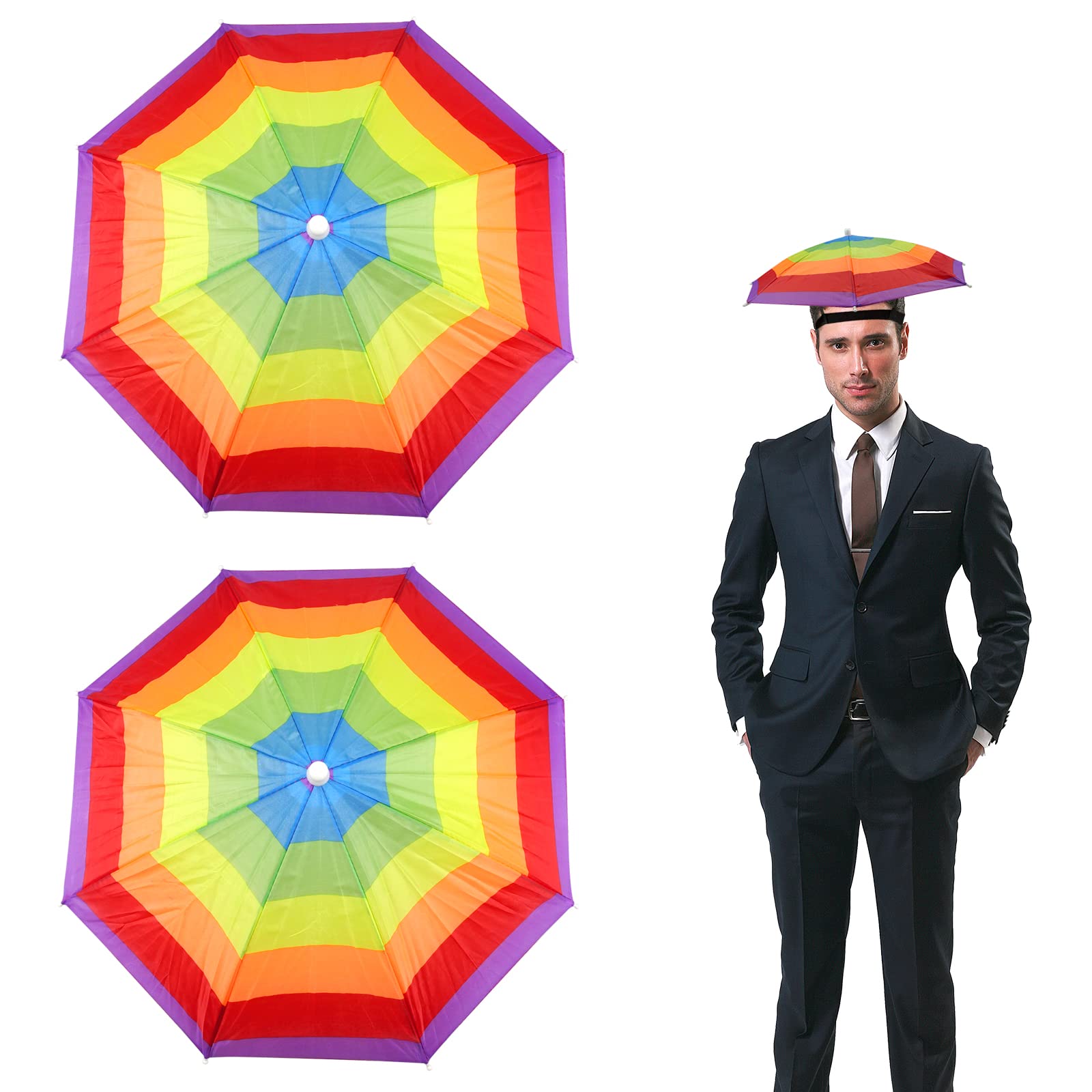 milaosk 2 unidades de sombreros para paraguas, mini sombrilla, paraguas impermeable, paraguas de pesca, plegable para playa y actividades al aire libre, golf, pesca, camping, multicolor, S