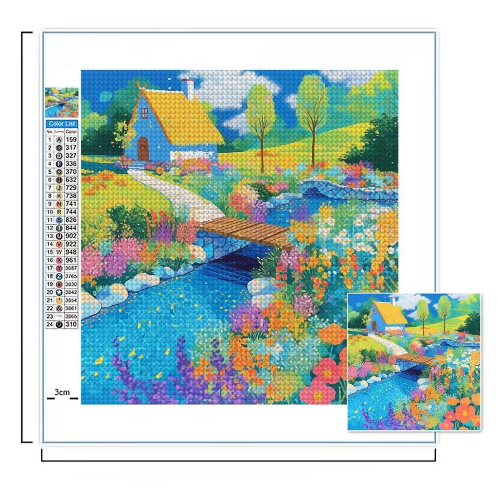 Diament Malarstwo Dom Diamentowa Sztuka Las Rysunek Diamentowy Obraz Diamentowy Obraz Pełny Zestaw Dorosłych 5D DIY Puzzle Ścieg Krzyżowy Mozaika Szkło Malowanie, Dekoracja Ściany Dom 60x60 cm S0190