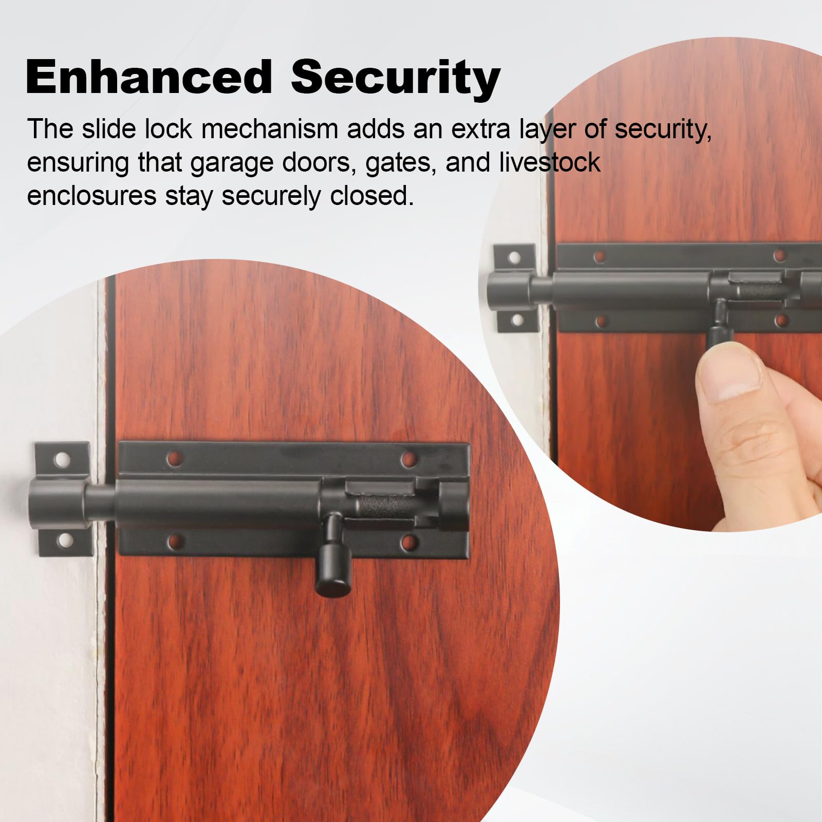 2 Set Door Lock Bolts,Bolt Lock,4inch Slide Barrel Door Bolt,Door Bolt Security Lock Latch with Screws,Heavy Duty Door Bolt Latch for Internal Door Shed Bathroom Toilet Shed(Black) - Image 4