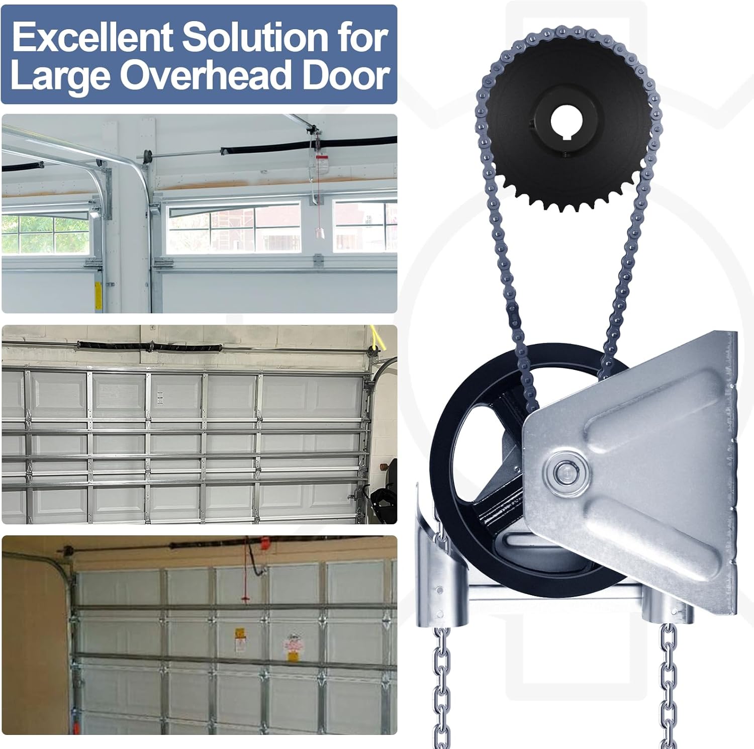LAJIAOZ Garage Door Chain Hoist - 4:1 Reduced Drive Heavy Duty Hoist for Roll Up Doors and Jackshaft Garage Door Openers