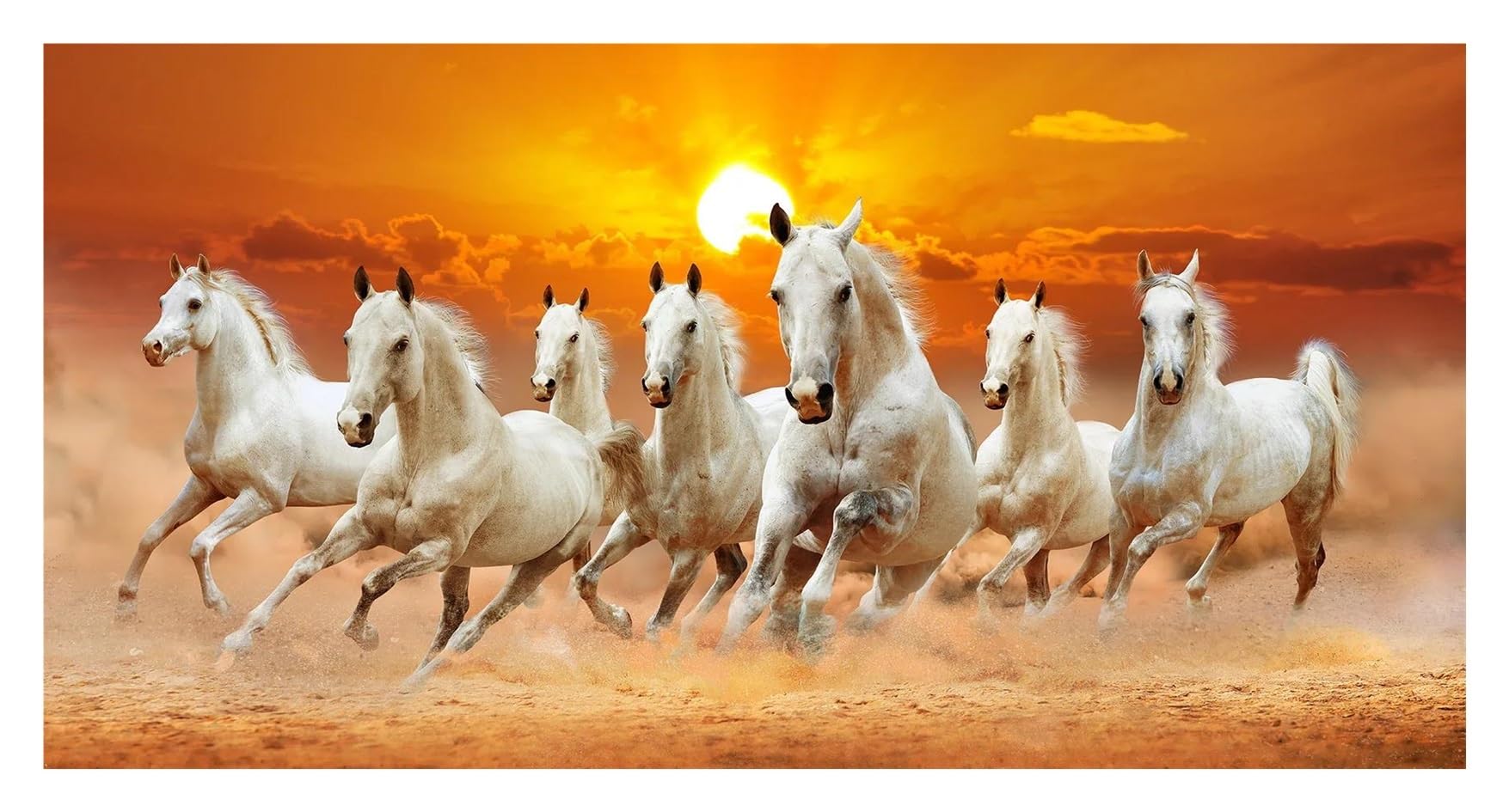 Peinture sur toile de chevaux course 50x100cm pour habiller un grand mur vide