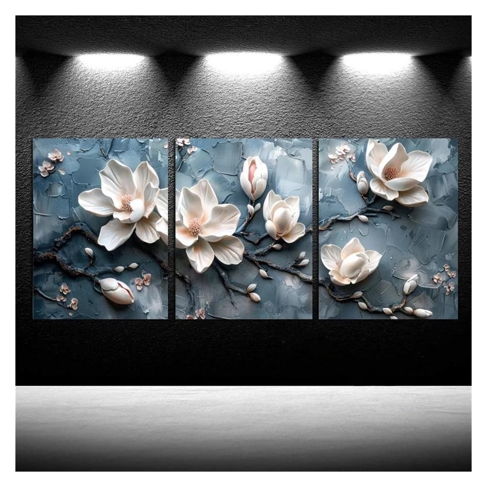 Byambd C Aestheti Pictures No Frame Poster 3Pcs Magnolia Flowers Anvas Painting Home Decoration,Abstract Blooming Flora Painting(,50X70cm)