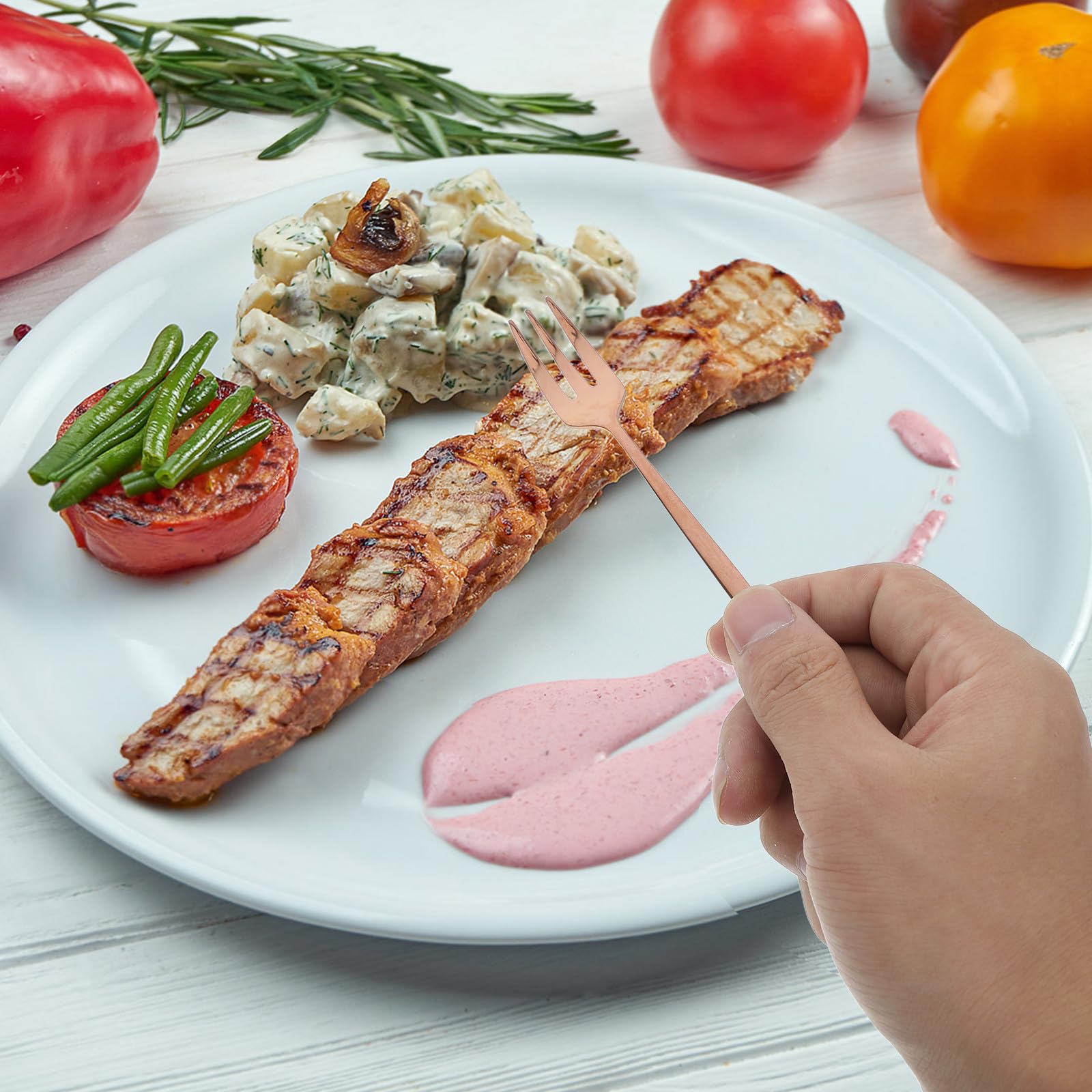 SEWACC D'ustensiles de Table et Service de Plats Occidentaux Ensemble de 30 Pièces en Acier Inoxydable Design Élégant, Facile à Nettoyer, pour Occasions Spéciales