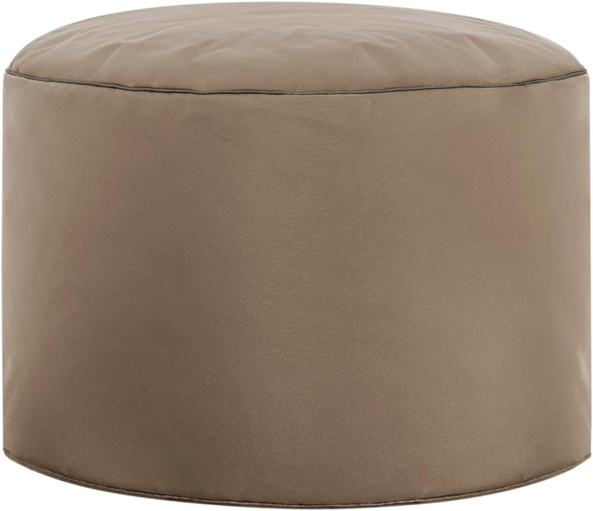 Gouchee Home Brava Pouf Collection Contemporary Polyester Upholstered Round Pouf/Ottoman, Khaki