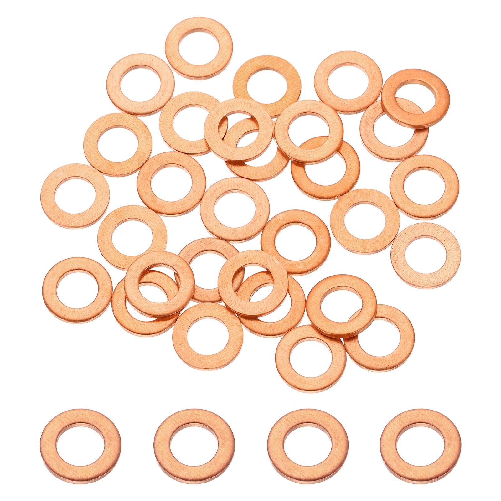 DEFANEX 32 Pcs M5 Copper Washer Sealing Ring (5mm ID 9mm OD 1mm Thickness) Metric Sealing Gasket Flat Crush Washer, for Automotive Plumbing Mechanical Oil Drain Plug โ image 1