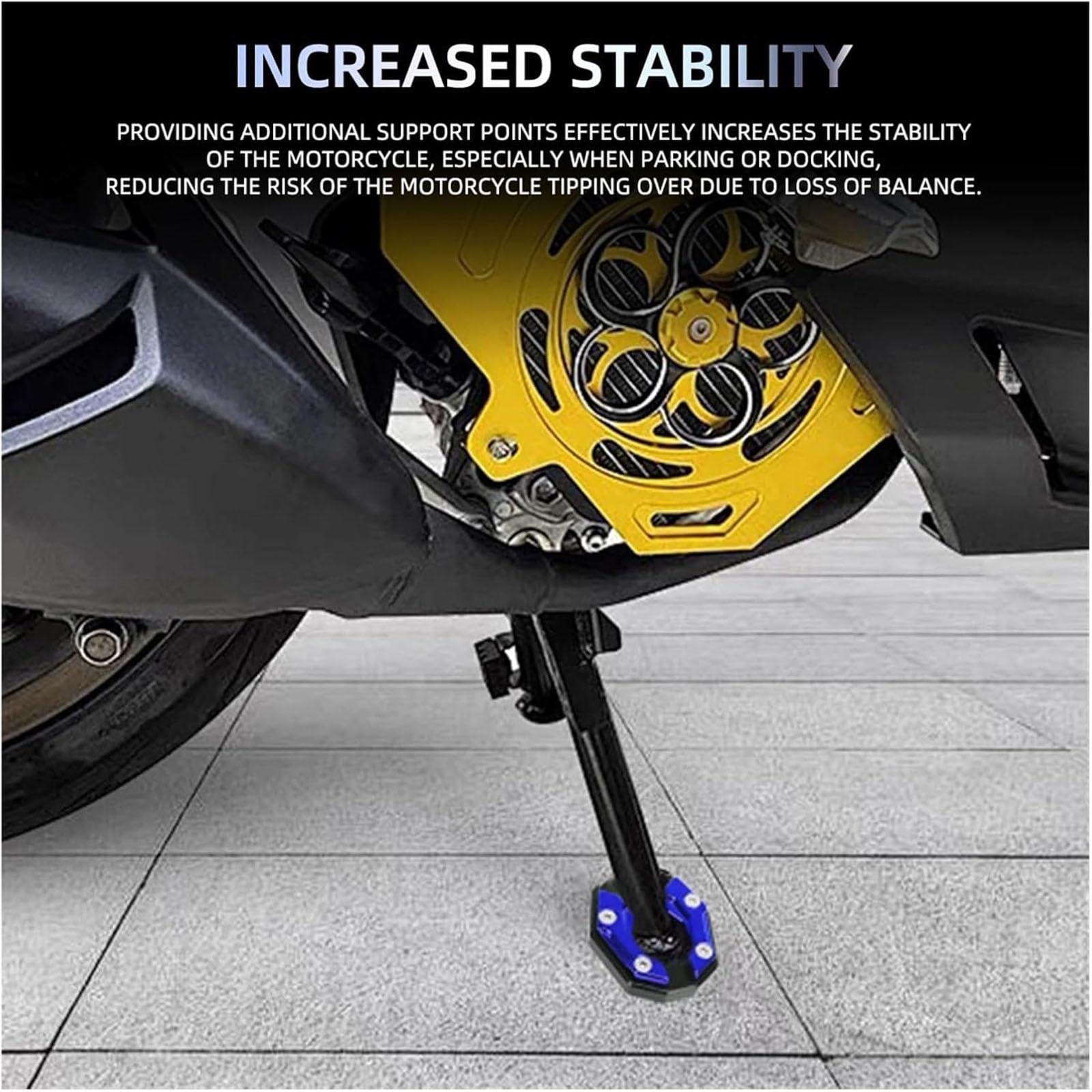 Motorrad Seitenständer Platte für Harley Davidson Road Glide CVO, Aluminium Seitenständer Verlängerung Anti-Rutsch Motorrad Ständer Unterlage,Black