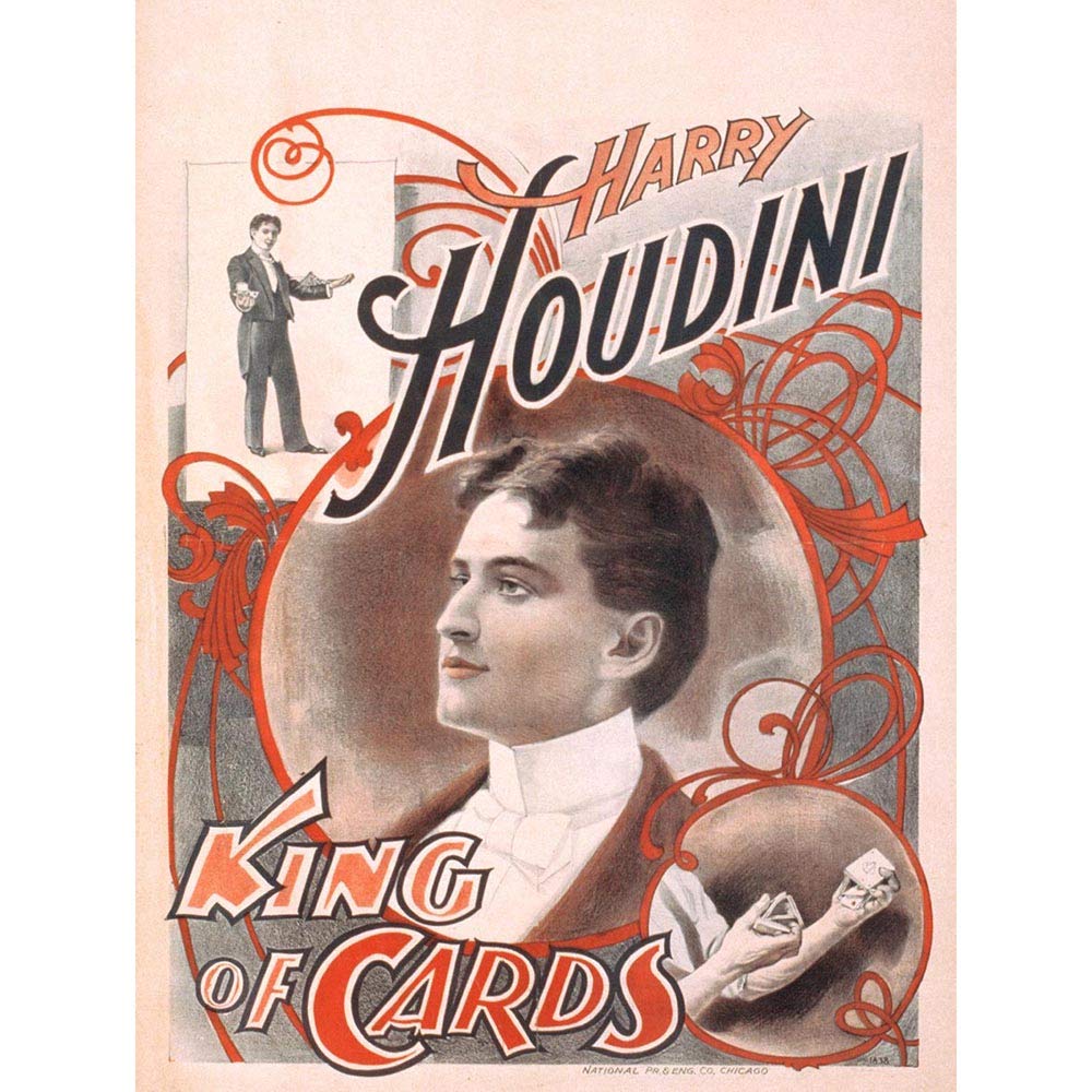 Wee Blue Coo Advertisement Magician Escape Artist Harry Houdini King Cards Art Print Poster Wall Decor 12X16 Inch