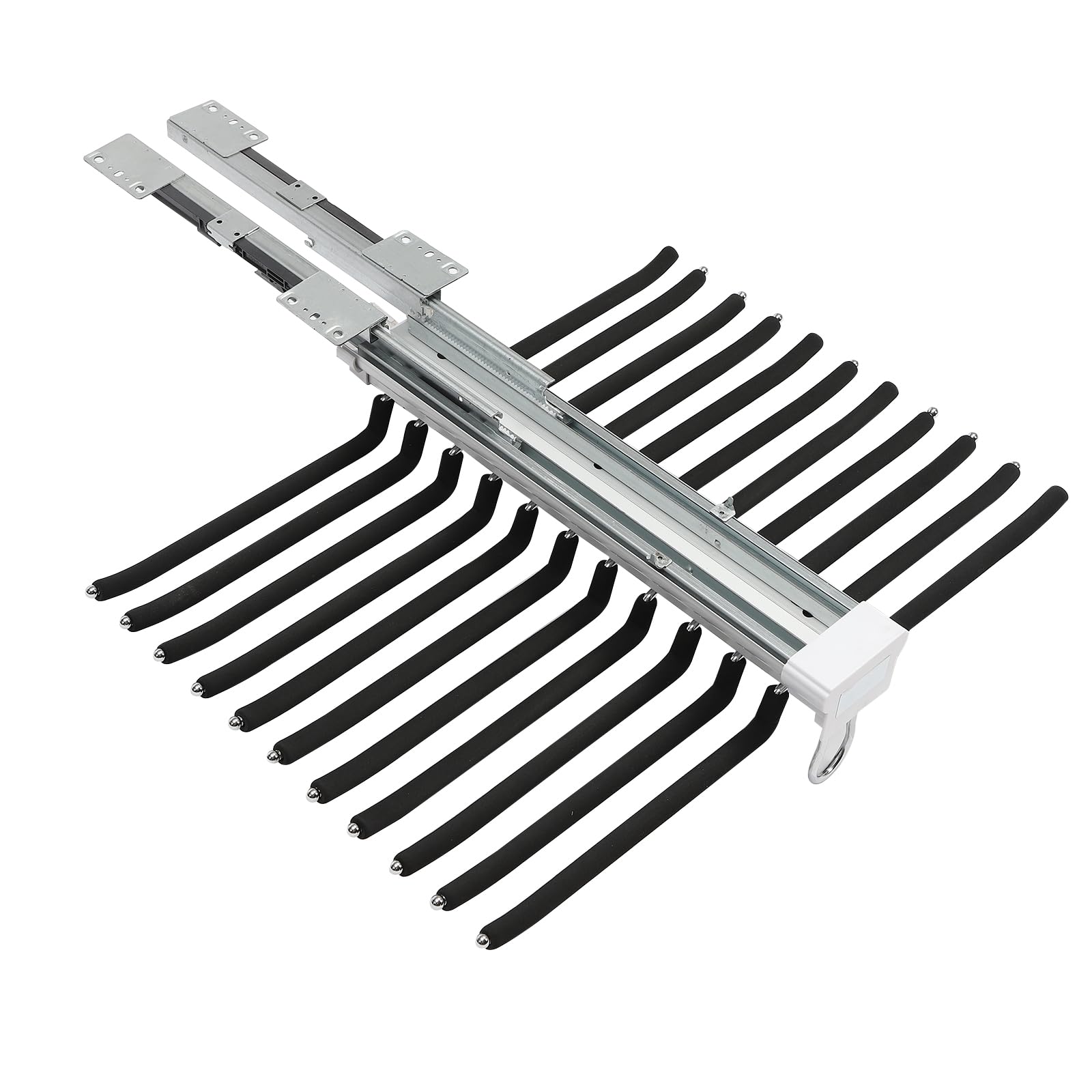 Pull Out Trousers Rack 22 Arms Steel Retractable Closet Pants Silent Sliding Pants Hanger Space Saving Clothes Organizers for Cloakroom Wardrobe Bedroom, Black