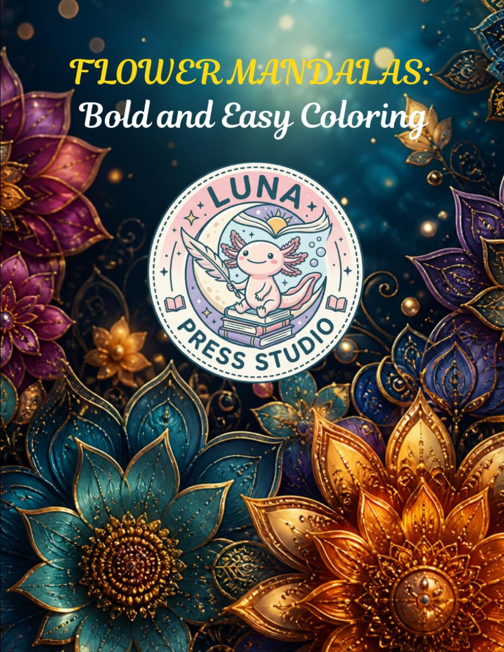 Flower Mandalas Bold and Easy Coloring Book: Butterfly & Flower for Adults to Relax and Relieve Anxiety: Adult Coloring Book with 48 Relaxing Floral Mandala Designs for Stress Relief and Beginners