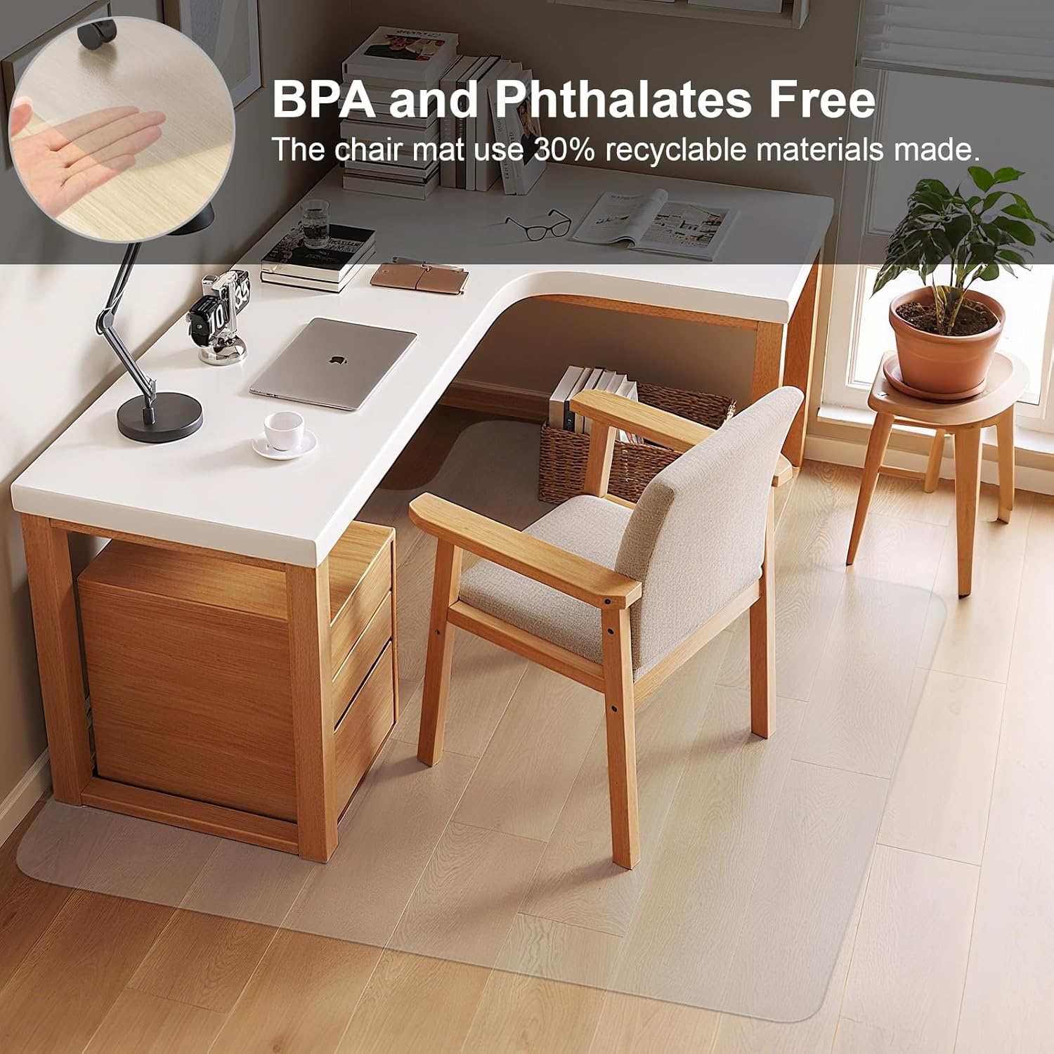 46"x60" Office Chair Mat for Hardwood Floor,Large Computer Chair Mat for Hard Floor, Large Anti-Slip Hard Floor Protector Rolling Desk Mat,PVC Office Floor Mat for Work,Home