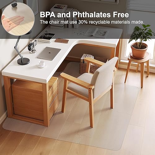 Vista 61 de Tapete para silla de oficina para suelos de madera dura, 20 x 24 pulgadas, antideslizante, suave, antideslizante, protector de suelo de madera dura