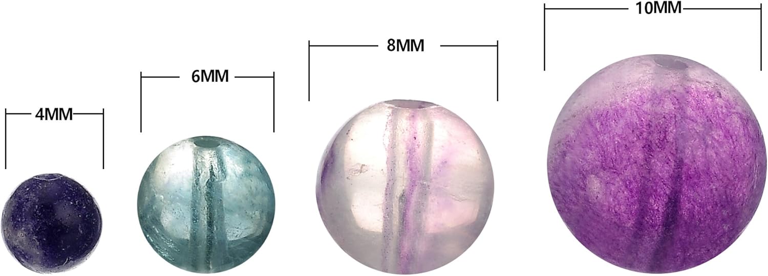 RUBYCA Natural Fluorite Gemstone Round Loose Bead Organizer Plastic Box Jewelry Making Mix Sizes