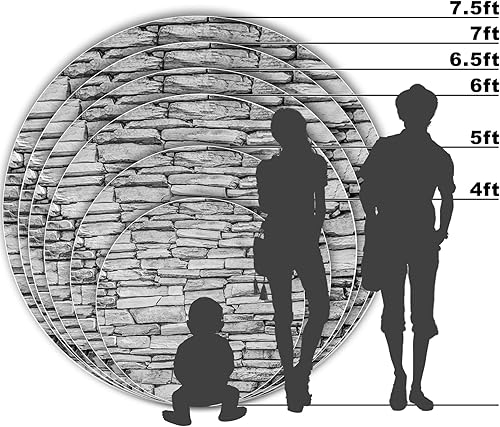 Miniatura 3 de Baocicco Pared de piedra gris en paredes retro, pared de ladrillo blanco, telón de fondo redondo de ladrillo blanco, fondo de fotografía de vinilo