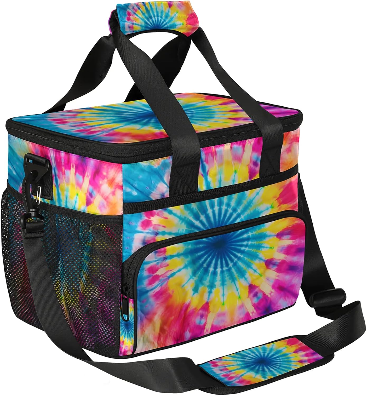 Rainbow Swirl Insulated Picnic Backpack Lunch Box for Women Men Picnic Basket Tote Lunch Bag Picnic Bag Portable Lunch Bags for Picnic, Beach, Work, Trip,Office, Camp Abstract Tie Dye