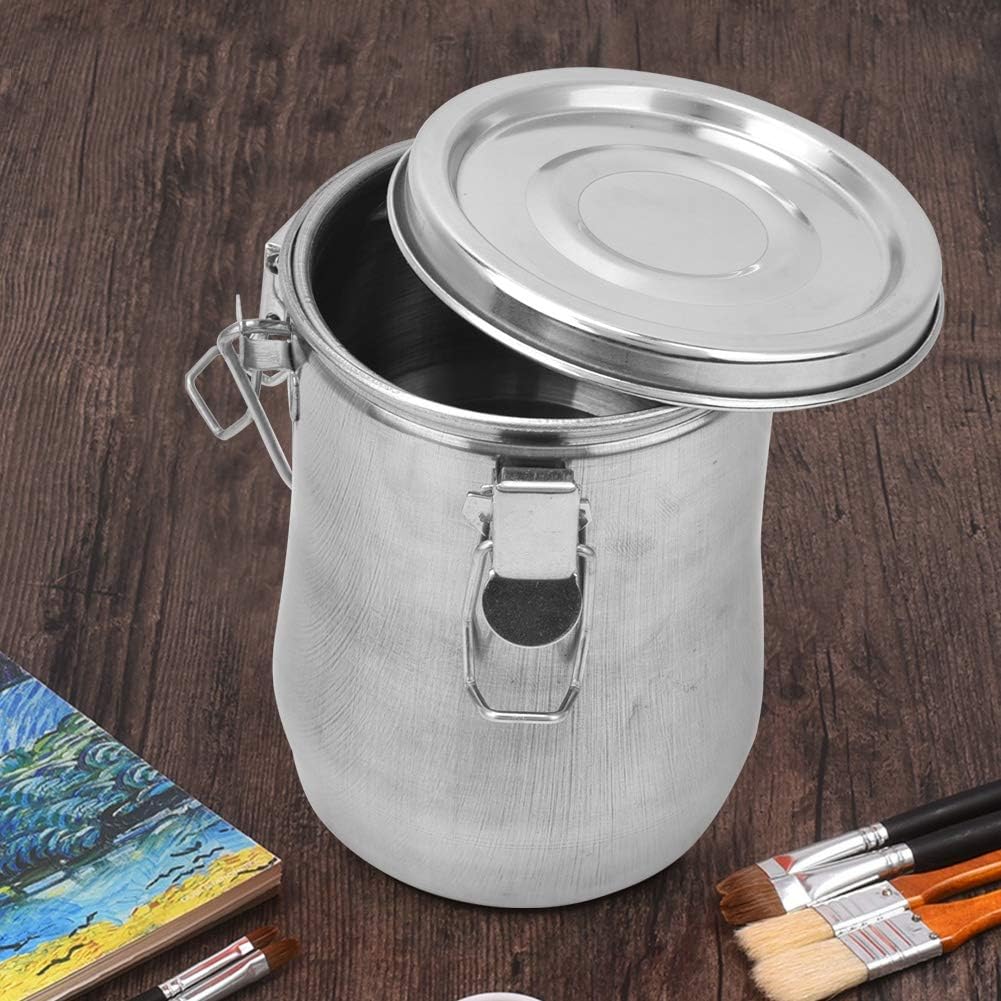 Pilipane Stainless Steel Brush Washer Airtight Leakproof Brush Cleaner Art Supply for Outdoor Painting Silver 4.72in
