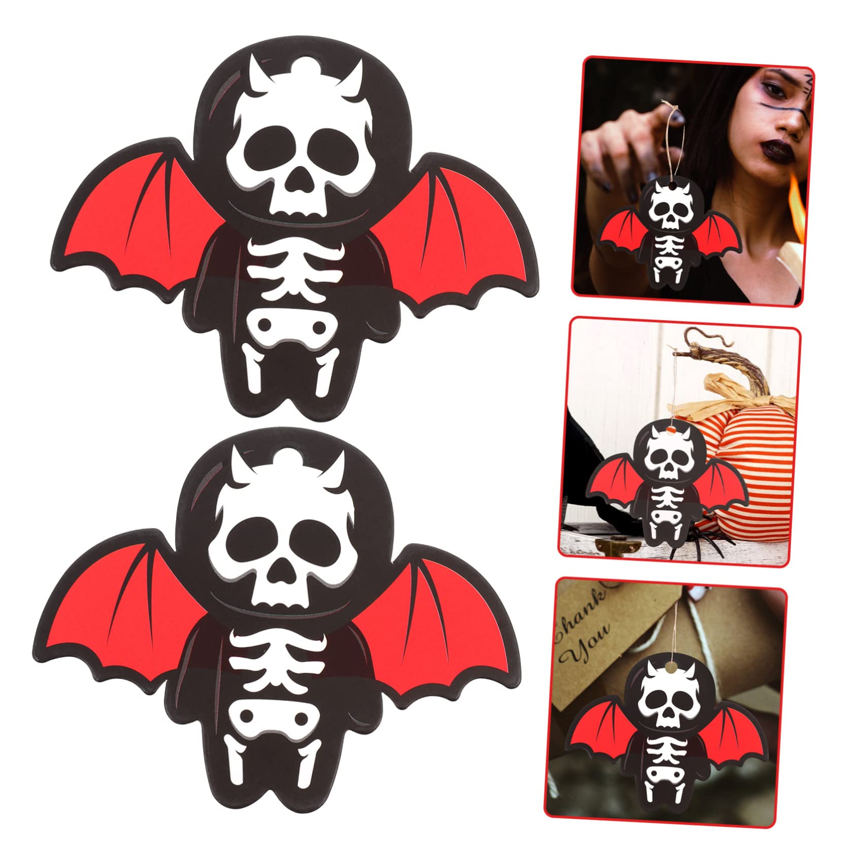 TOPBATHY 500 STK Schädel-Fledermaus-Tag Halloween-Dankeschön-Tags Festival-Geschenkanhänger Gefallen-s Halloween basteln Party - Papieranhänger für