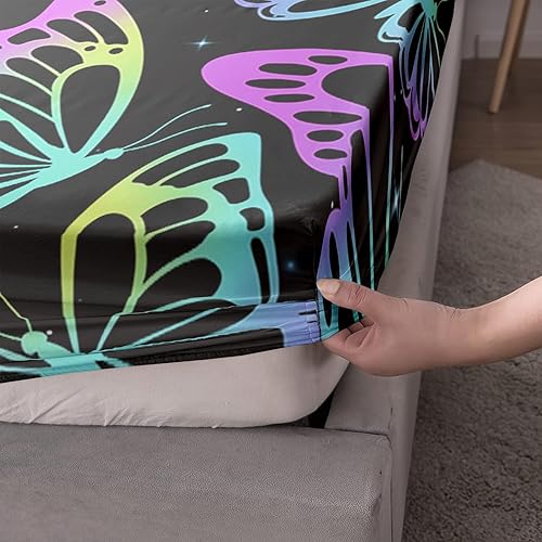 Miniatura 125 de CVHouse Juego de sábanas de mariposa arcoíris tamaño individual para niñas, niños, adolescentes, juego de ropa de cama de 4 piezas con 1 sábana